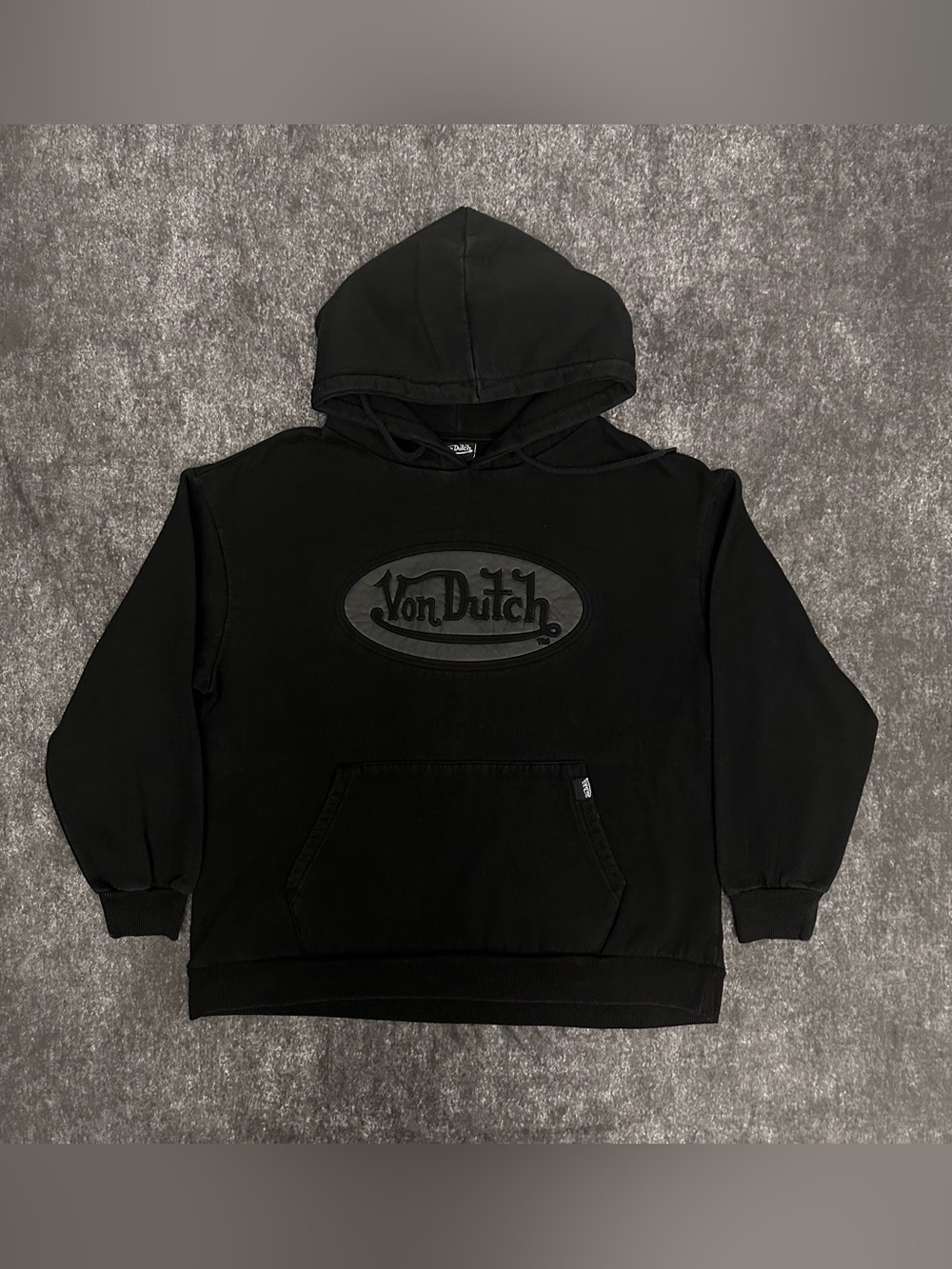 Von Dutch Black Hoodie Size L Oval Logo Pullover